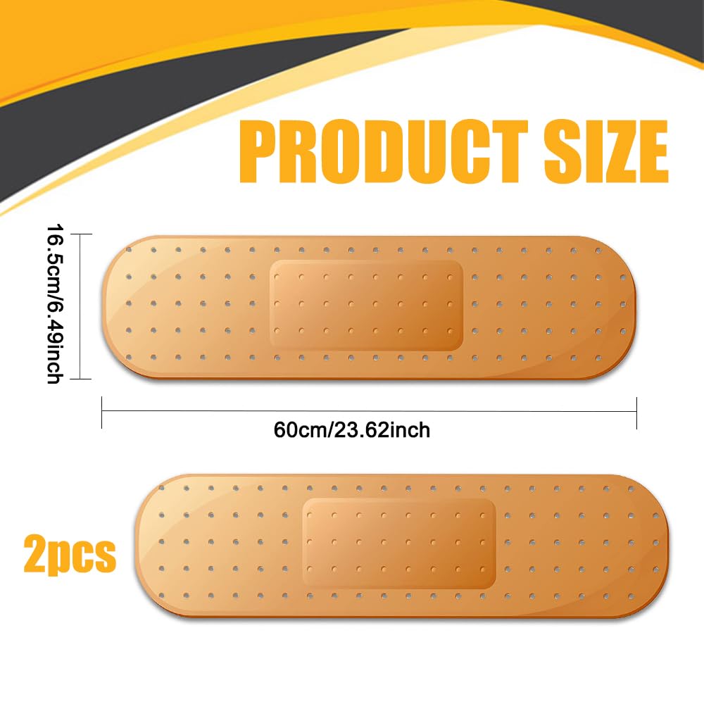 RGOAANC 2PCS Beige Car Bandaid Stickers - Giant Funny Bumper Decal Accessories for Vehicles, Universal Bandage Shape Large Stickers