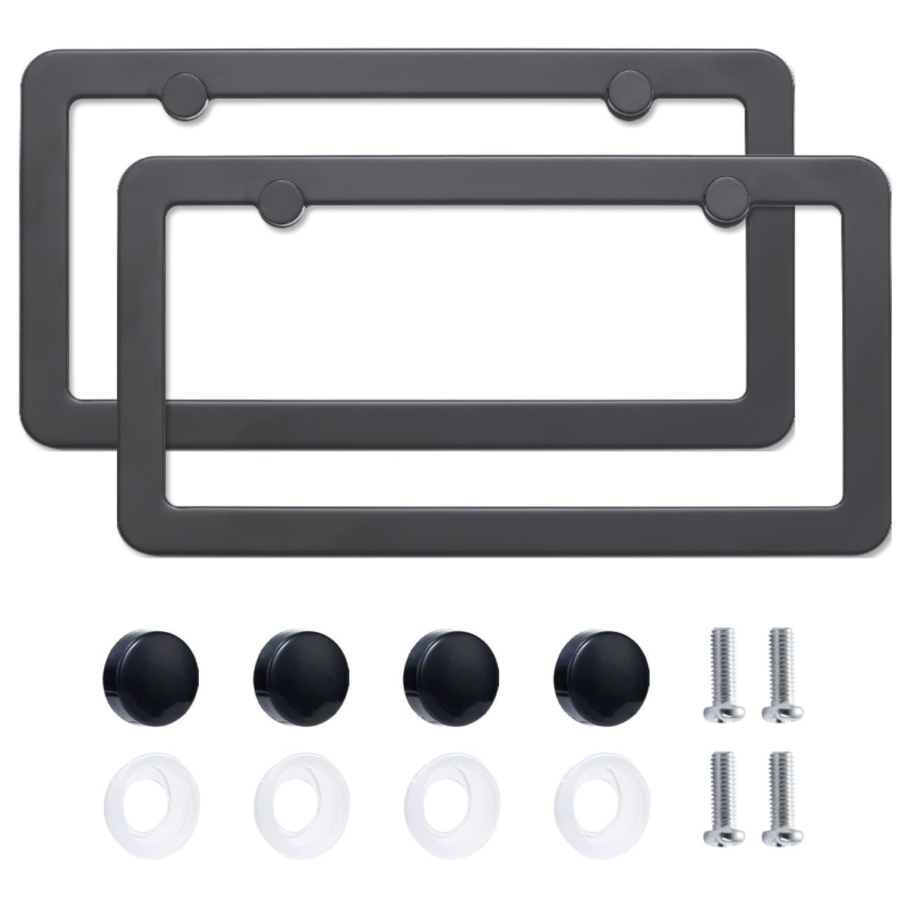 Fiisfiis 2 Pack Premium Stainless Steel License Plate Frames, Solid Rust-Proof Stainless Steel Holder With 2 Holes, Universal Ca