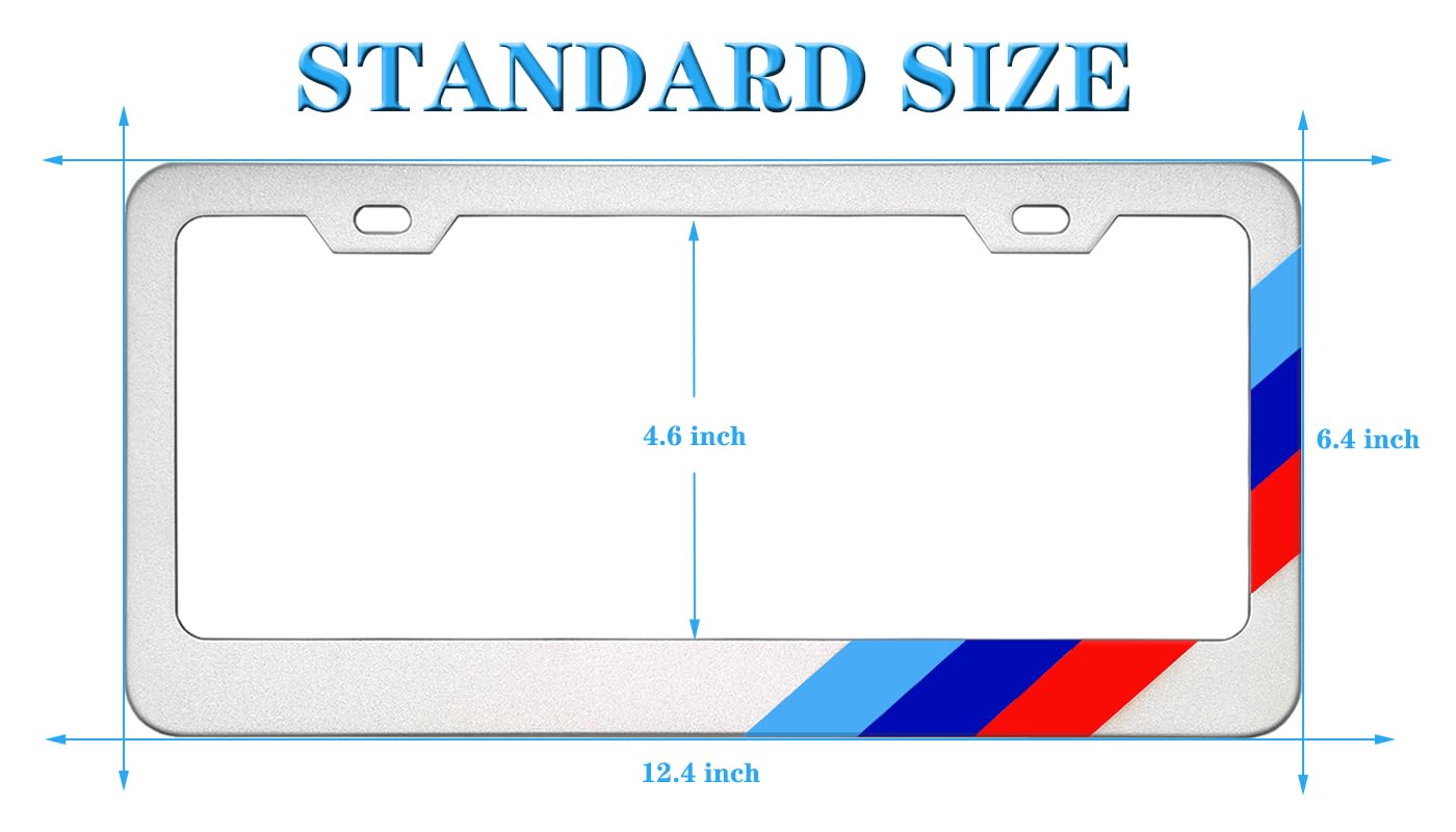 Omlkibo Tri-Color 3 Color Aluminum License Plate Frame Cover Holder Compatible With Toyota Vehicle Truck Trailer Suv. (White Bro