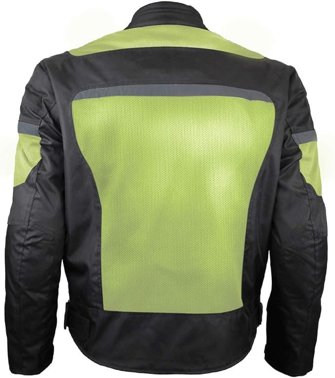 Vance Leather Revo Mens Advanced All-Season Hi-Viz Reflective Mesh & Textile Motorcycle Jacket W/Ce Armor & Removable Liner (Hi-Viz Green, X-Large)