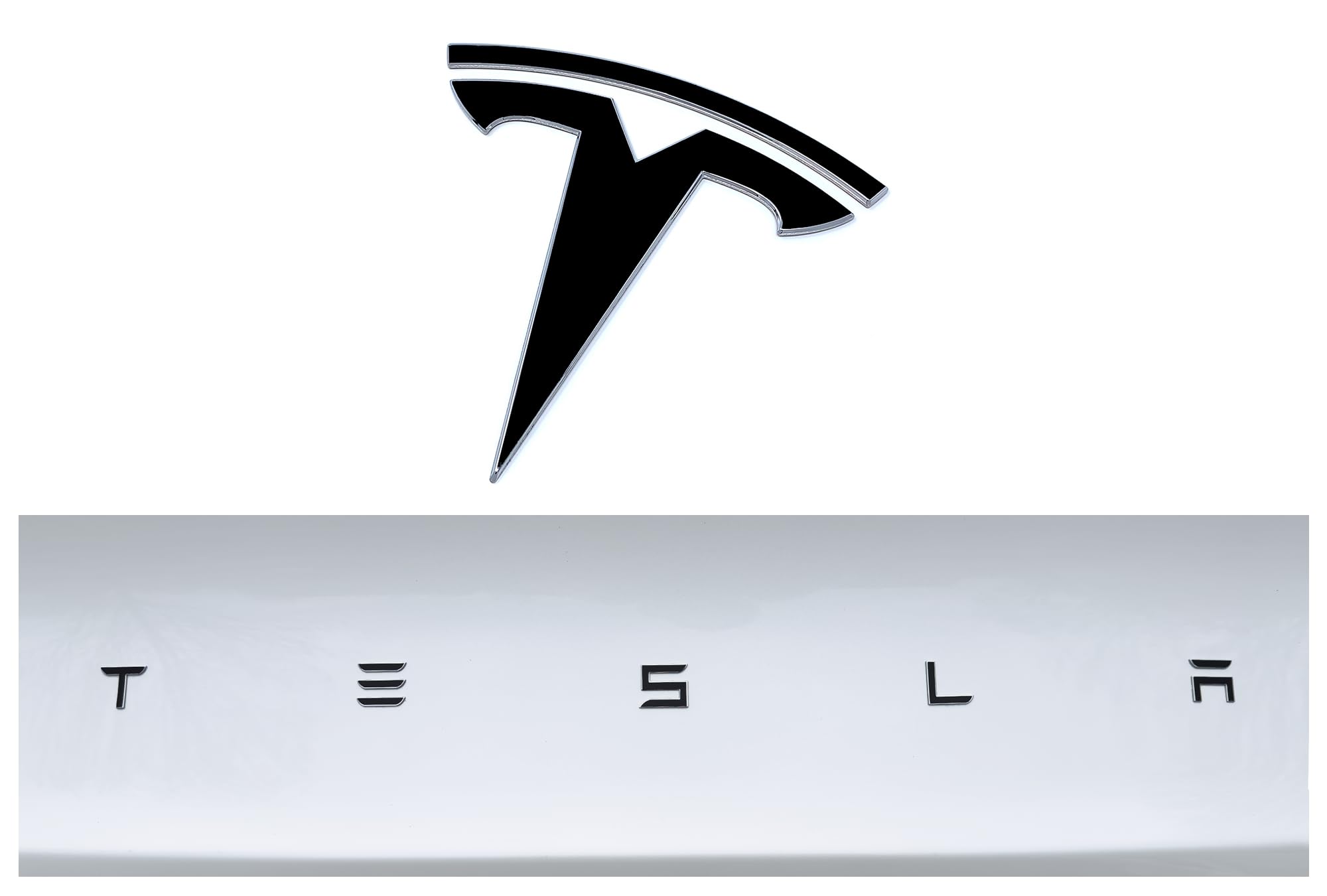 Custom Cut Graphics Vinyl Logo Wrap For Tesla Model 3 (2024 To Current), Standard Wrap, 2 Pc-Set (Gloss Black)