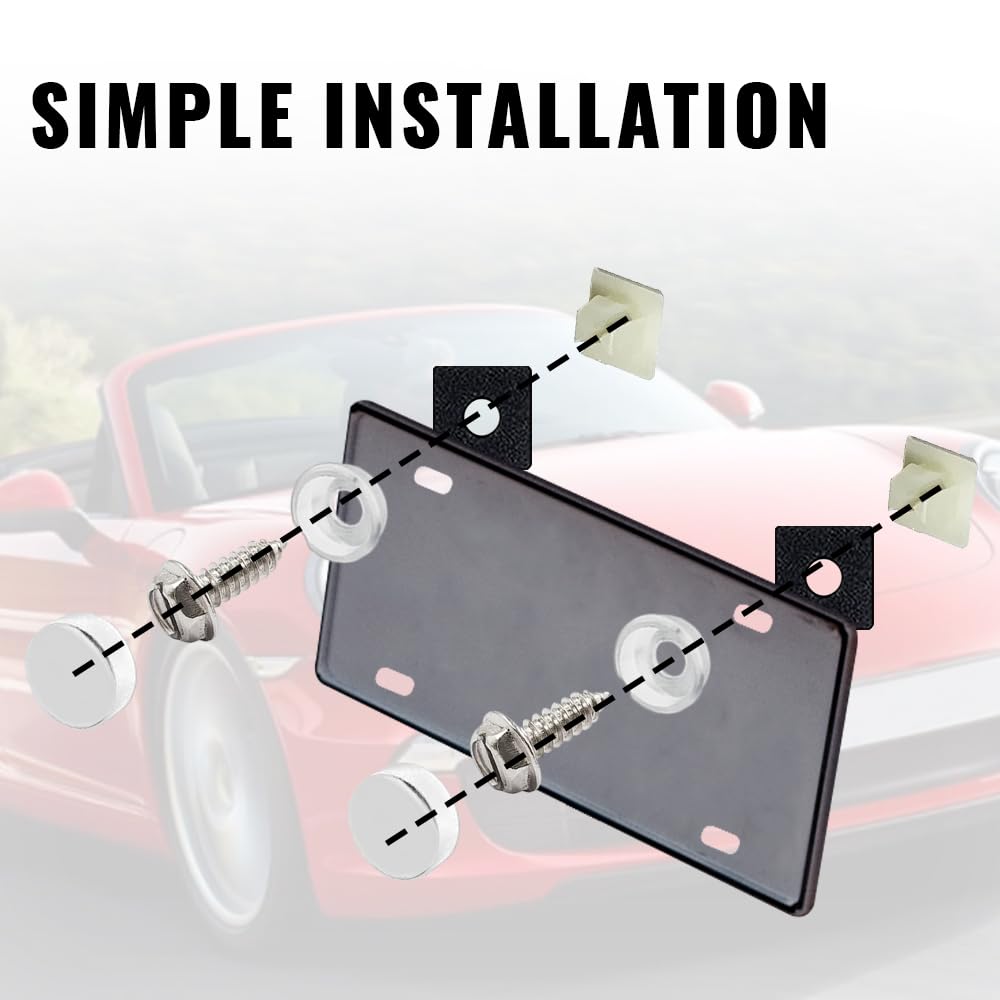 8Sets Stainless Steel Screws - Rust-Proof & Anti-Rattle License Plate Bolts Fits Front Rear Frame Holder Mounting