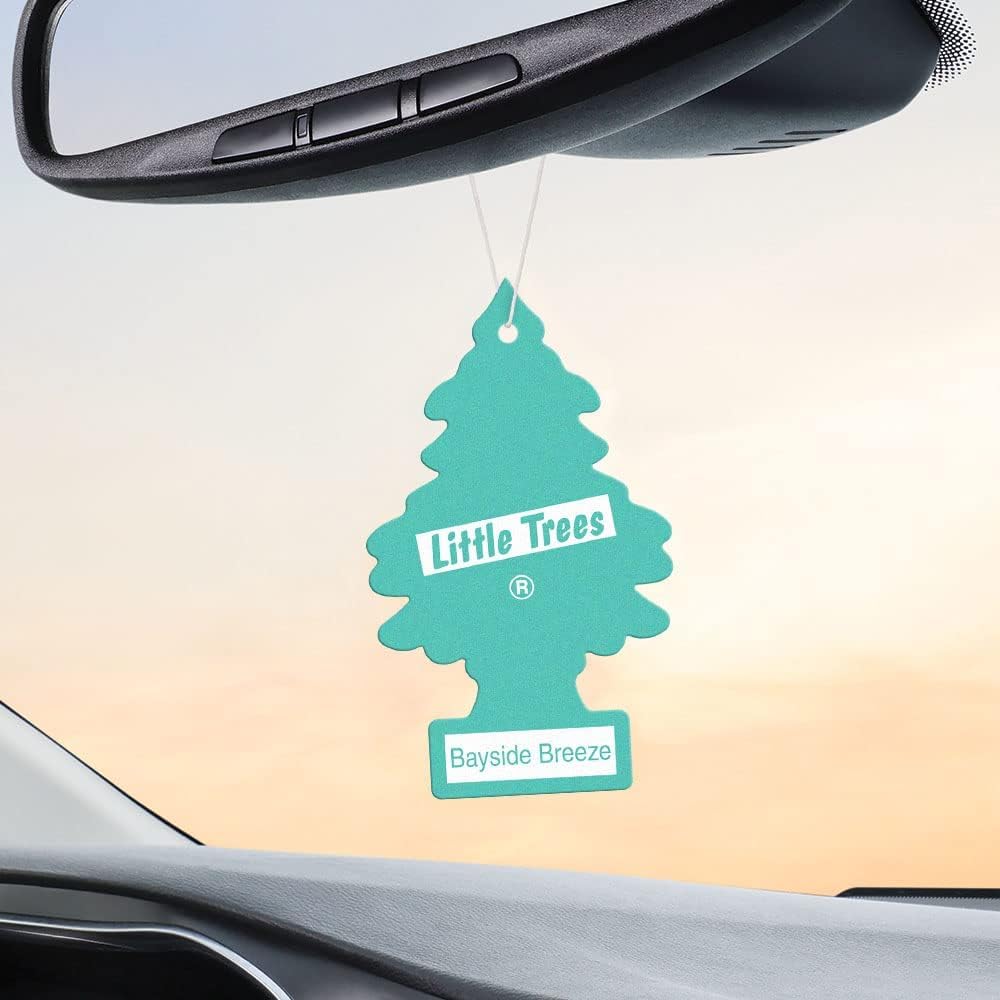 Little Trees Cardboard Hanging Car, Home & Office Air Freshener, Bayside Breeze (Pack Of 6)