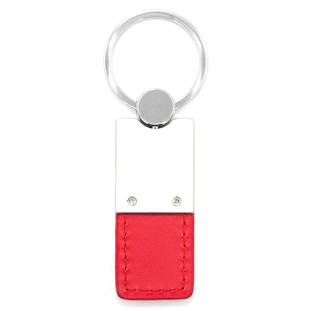 Au-Tomotive Gold Duo Rectangular Leather Key Chain For Ford Ranger (Red)