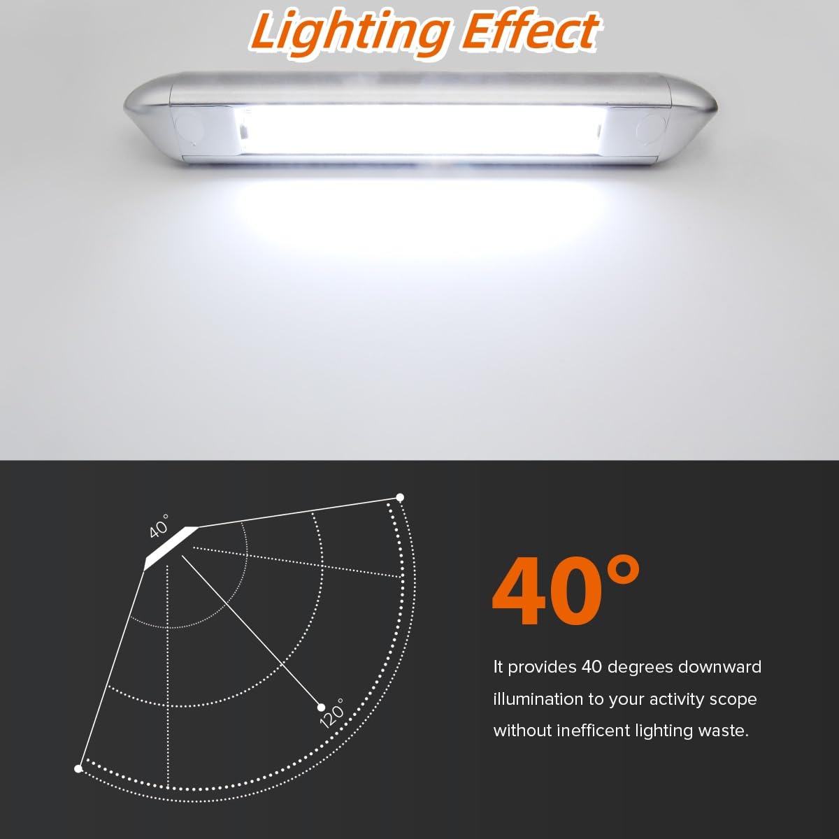 Dream Lighting Rv Exterior Light Fixture Led Waterproof Porch Awning Light 12V Camping Light Strip 10Inch Cool White, Silver She