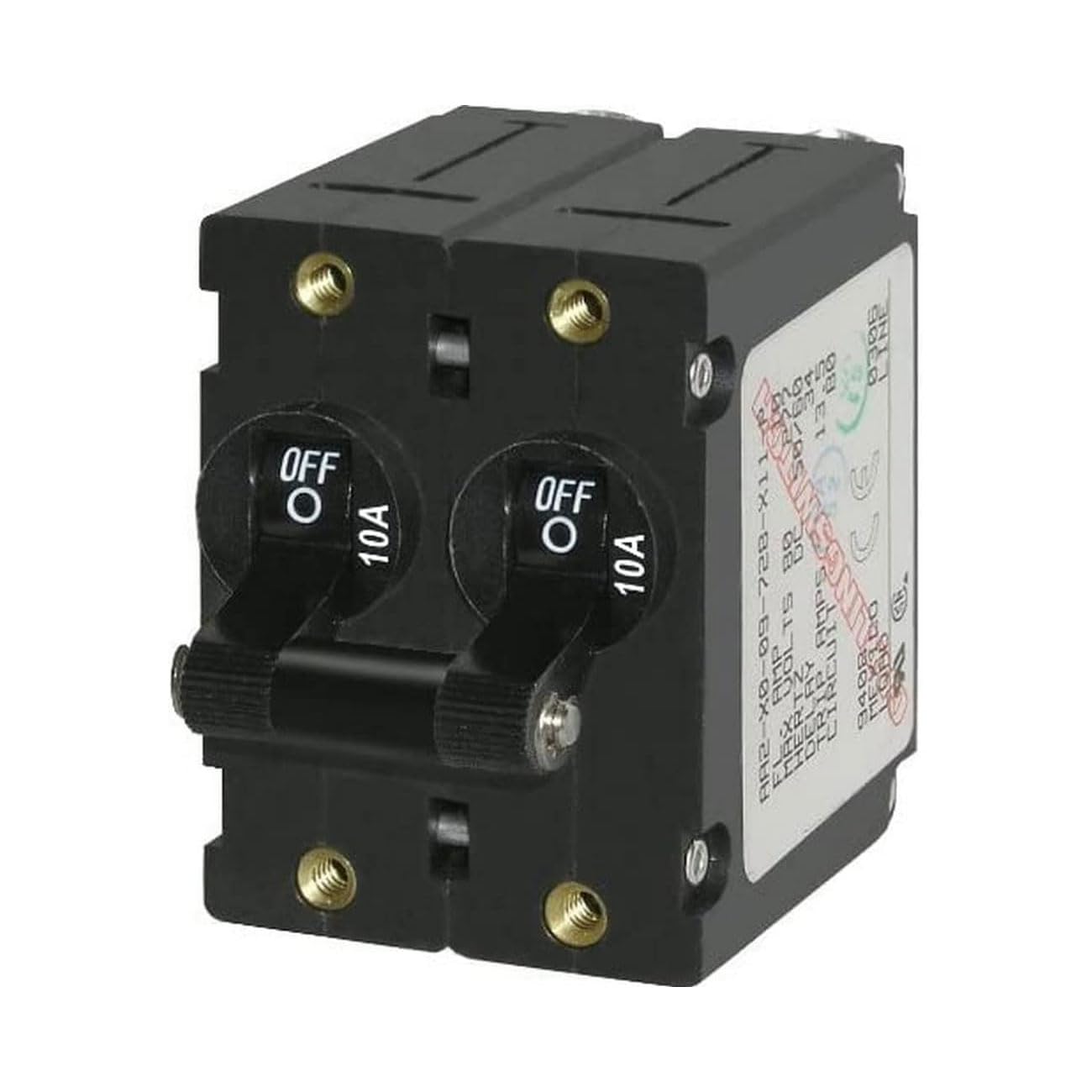 Blue Sea Systems A-Series Black Toggle Double Pole 10A Circuit Breaker