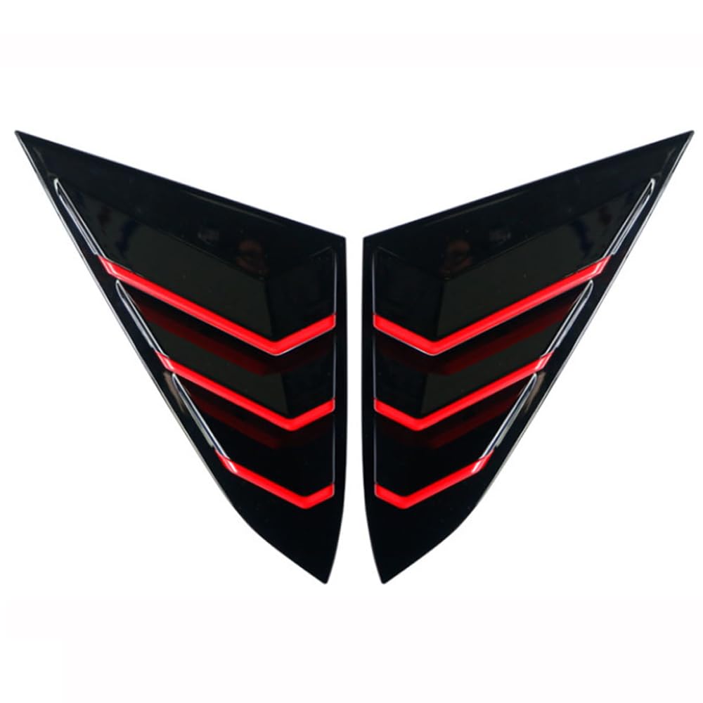 Machswon For 10Th Gen Civic Rear Side Window Louvers Racing Style Triangular Window Glass Blinds For Honda Civic Sedan 2021 2020 2019 2018 2017 2016 -Carbon Fiber With Red Trim