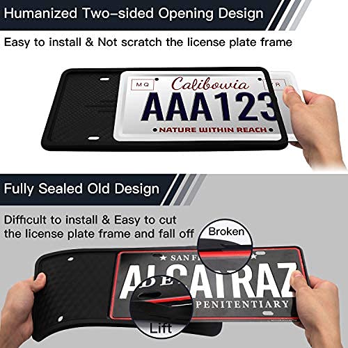 Intermerge Universal Silicone License Plate Frame - Rust-Proof, Weather-Proof, Black, Model License Plate-1, 1 Pack