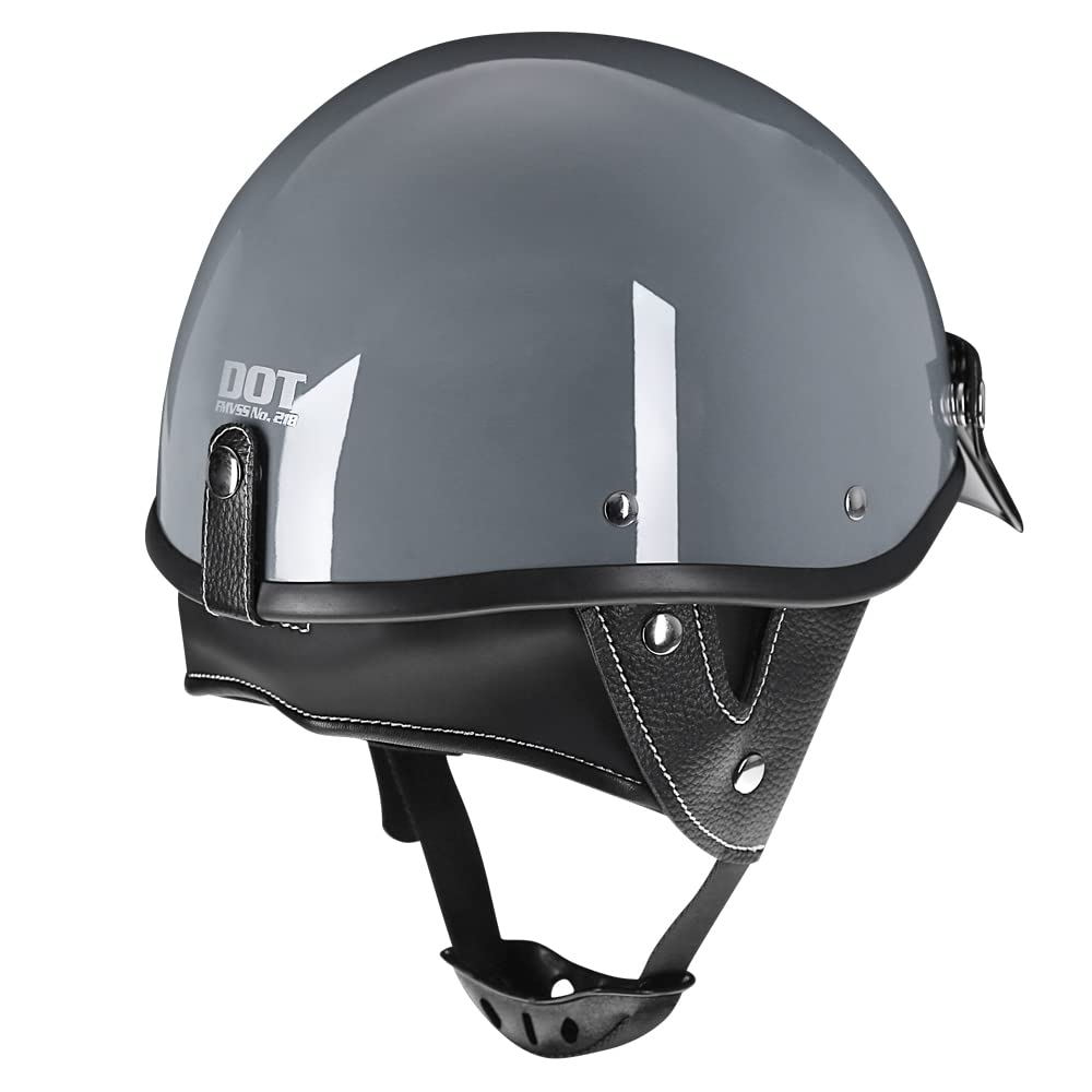 Woljay Motorcycle Retro Half Helmet Bicycle Scooter Moped Jet Motorbike Helmet DOT Certified (Medium, Grey)