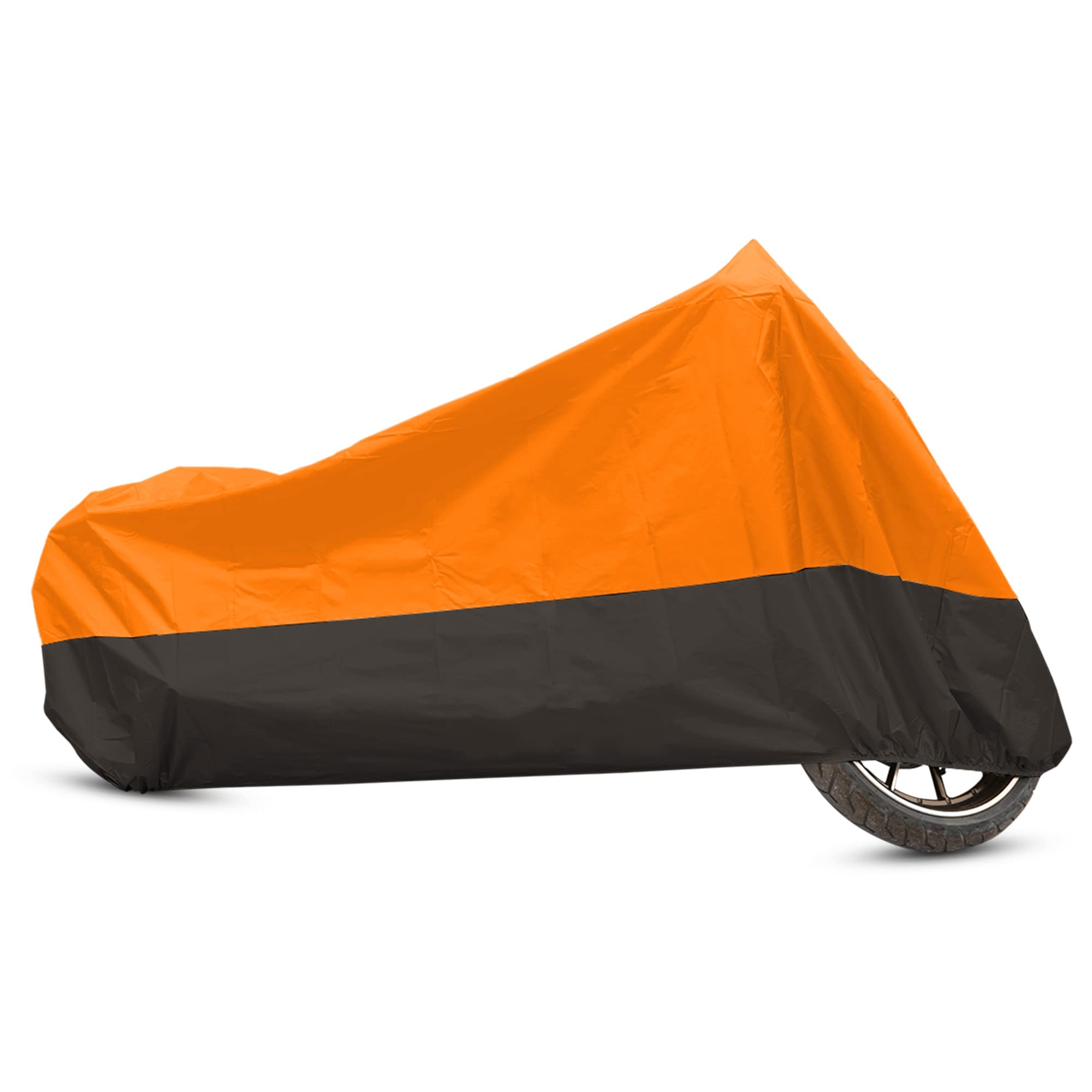 Uxcell Motorcycle Cover Bike All Season Waterproof Dustproof Protective Outdoor Motorbike Rain Cover 190T Xl Orange Black For Ha