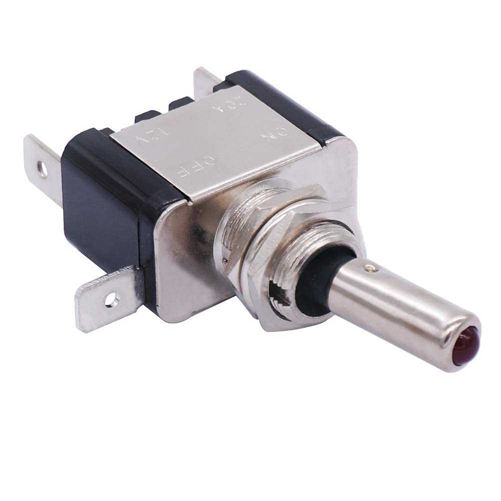 Twidec/3Pcs Rocker Lighted Toggle Switch 12V 20A Heavy Duty Racing Car Automotive Auto Spst On/Off Toggle Switch Red Led Illuminated 3Pin Asw-07Dr