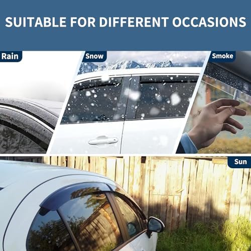 Rain Guards Tape-On Side Window Visor Fit For 2021-2024 Ford Bronco Sport, Outside Mount Window Deflector, Smoke Tinted Vent Vis