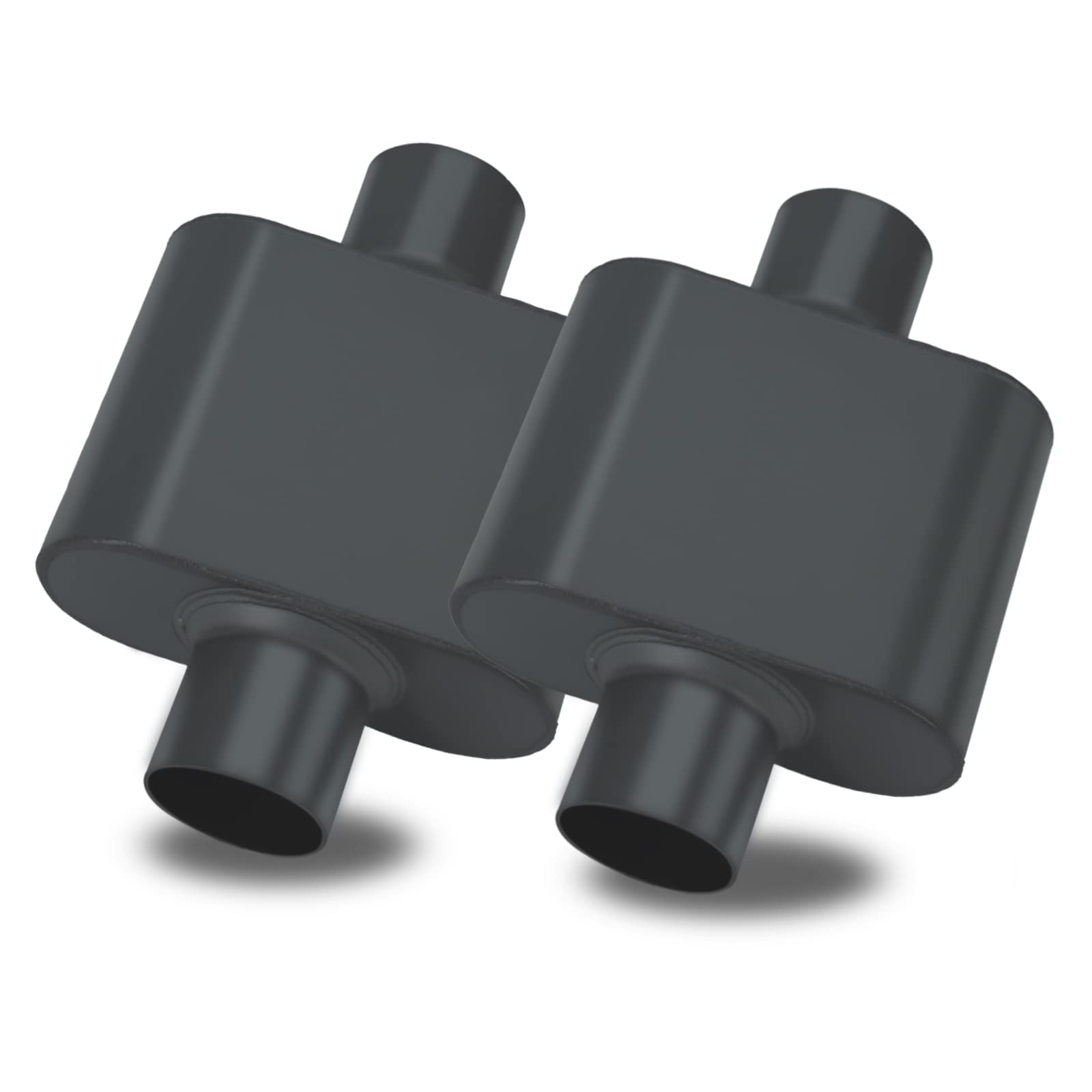 Pair Of Single Chamber Performance Race Muffler 3'' Center/Center Universal Steel Muffler (3 Inch)