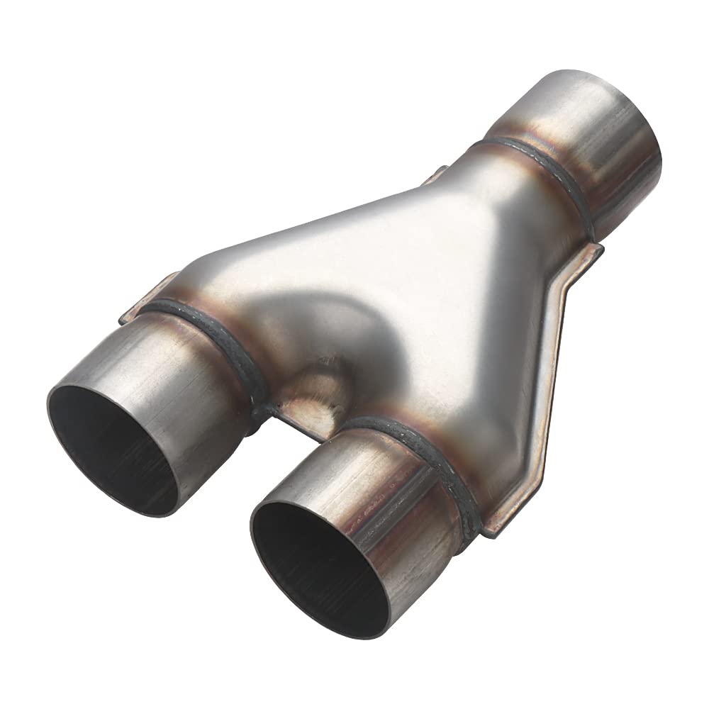A-Karck Exhaust Y Pipe 2.5'' Inlet, Stainless Steel 10'' Long Dual 2.5'' Outlet Y Pipe Withstands High Temperatures(Wide-Body)