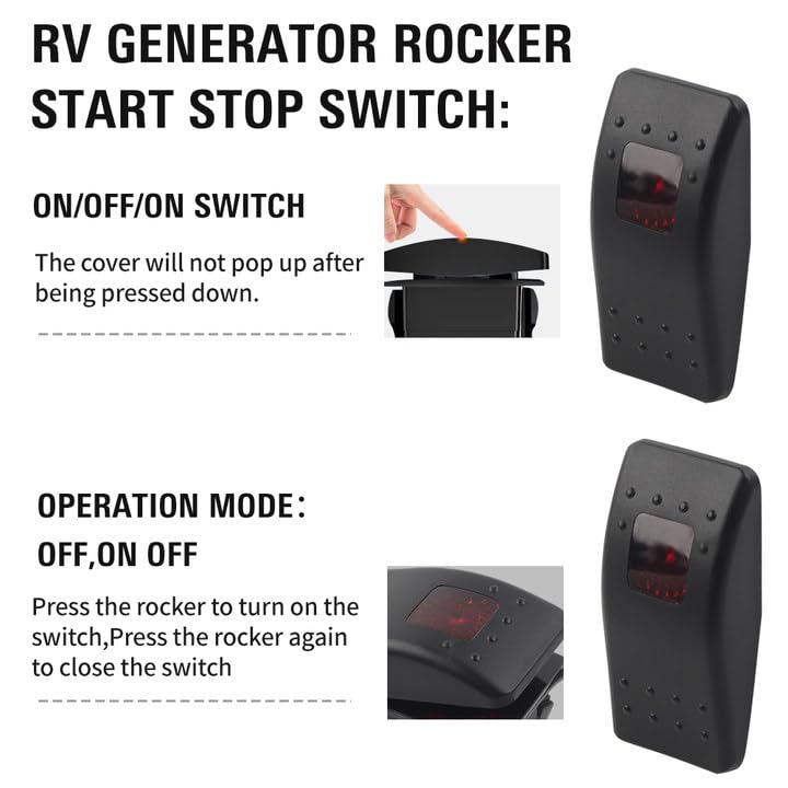 Gzyf 5 Pin 308-1038 Onan Cummins 308-1038 Rv Generator Rocker Abs Start Stop Switch Button Red Lens For Rv Toggle Switches For Cars Trucks Boats Auto Motorcycles (Not A Momentary Switch)