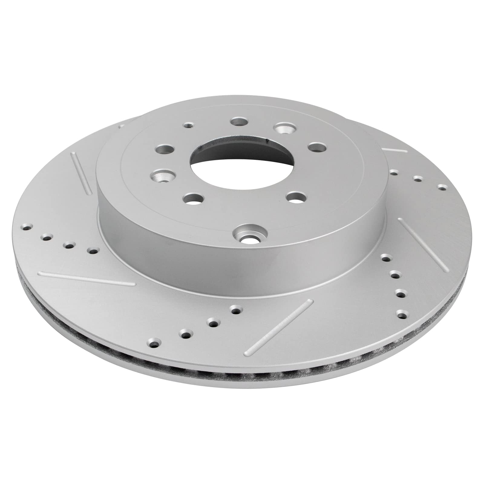 Trq Rear Performance Brake Rotors Set Premium G-Coated Cross Drilled & Slotted Compatible With 2007-2015 Mazda Cx-9