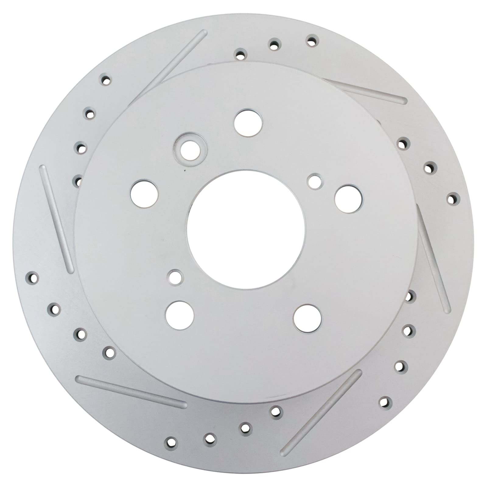 Trq Rear Performance Brake Rotors Set Solid Premium G-Coated Cross Drilled & Slotted Compatible With 2013-2018 Lexus Es300H Es35