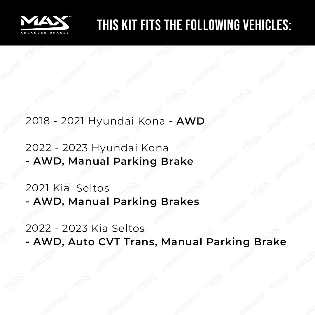 Max Advanced Brakes Front & Rear Brake Kit Compatible With 2018 2019 2020-2023 Hyundai Kona Awd Manual Parking Brakes Replacemen