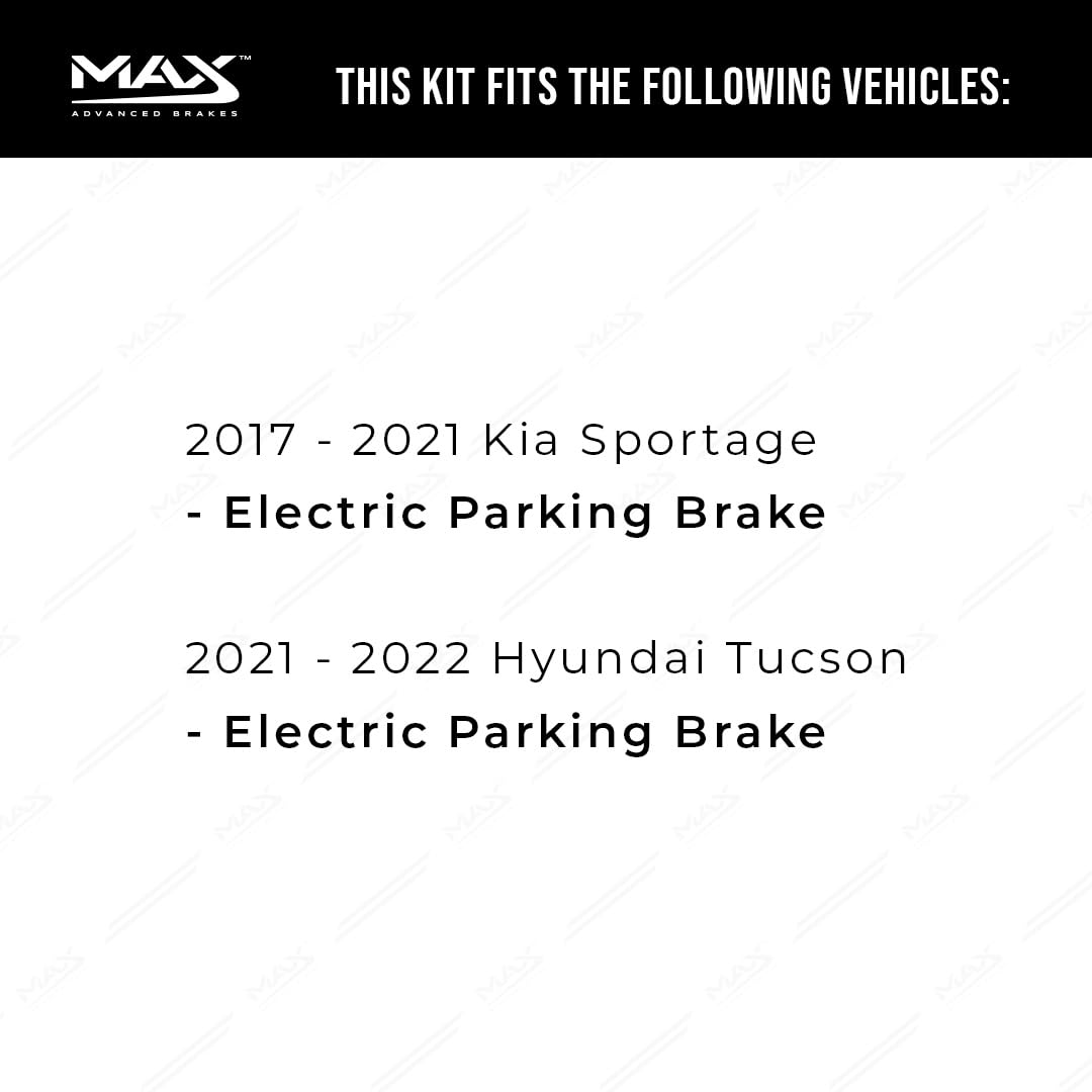 Max Advanced Brakes Rear Brake Kit Compatible With 2017 2018 2019 2020-21 Hyundai Tucson Compatible With Kia Sportage Replacemen