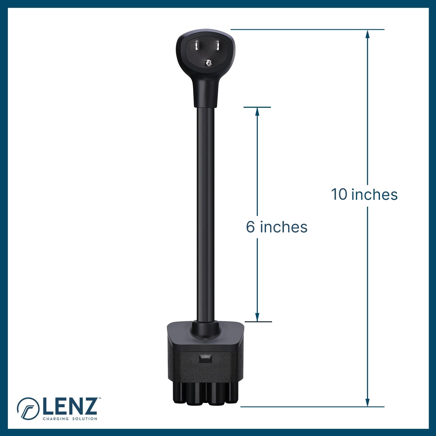 LENZ NEMA 5-15 Adapter for Tesla Mobile Charger Gen 2 & 3, 12 Amps, 10-Inch Length, 120V Compatibility