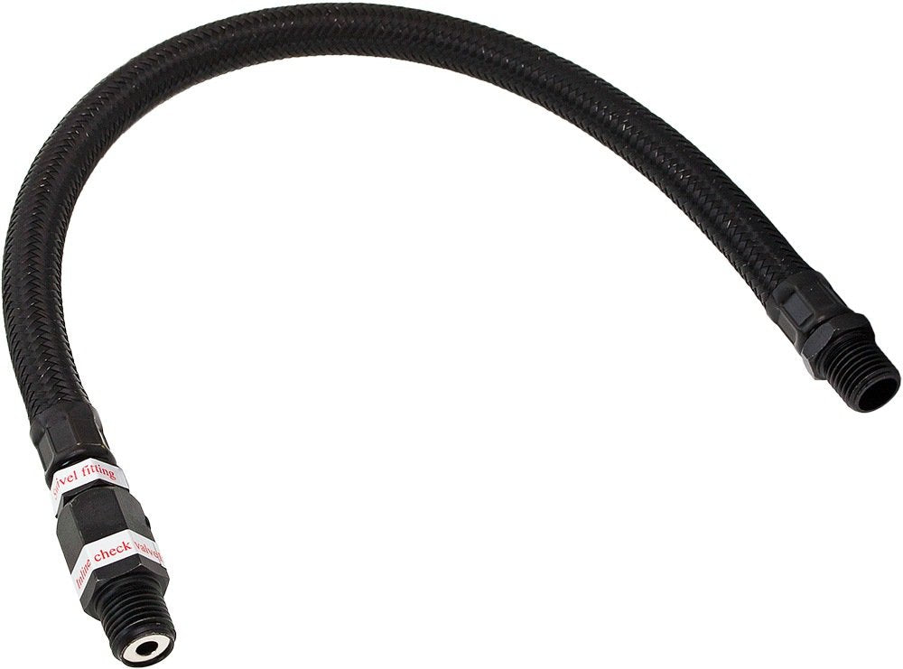 Vixen Horns Stainless Steel Air Compressor Braided Leader Hose with Check Valve 1/4 NPT Male to 1/4 NPT Male 13inch Black VXA7