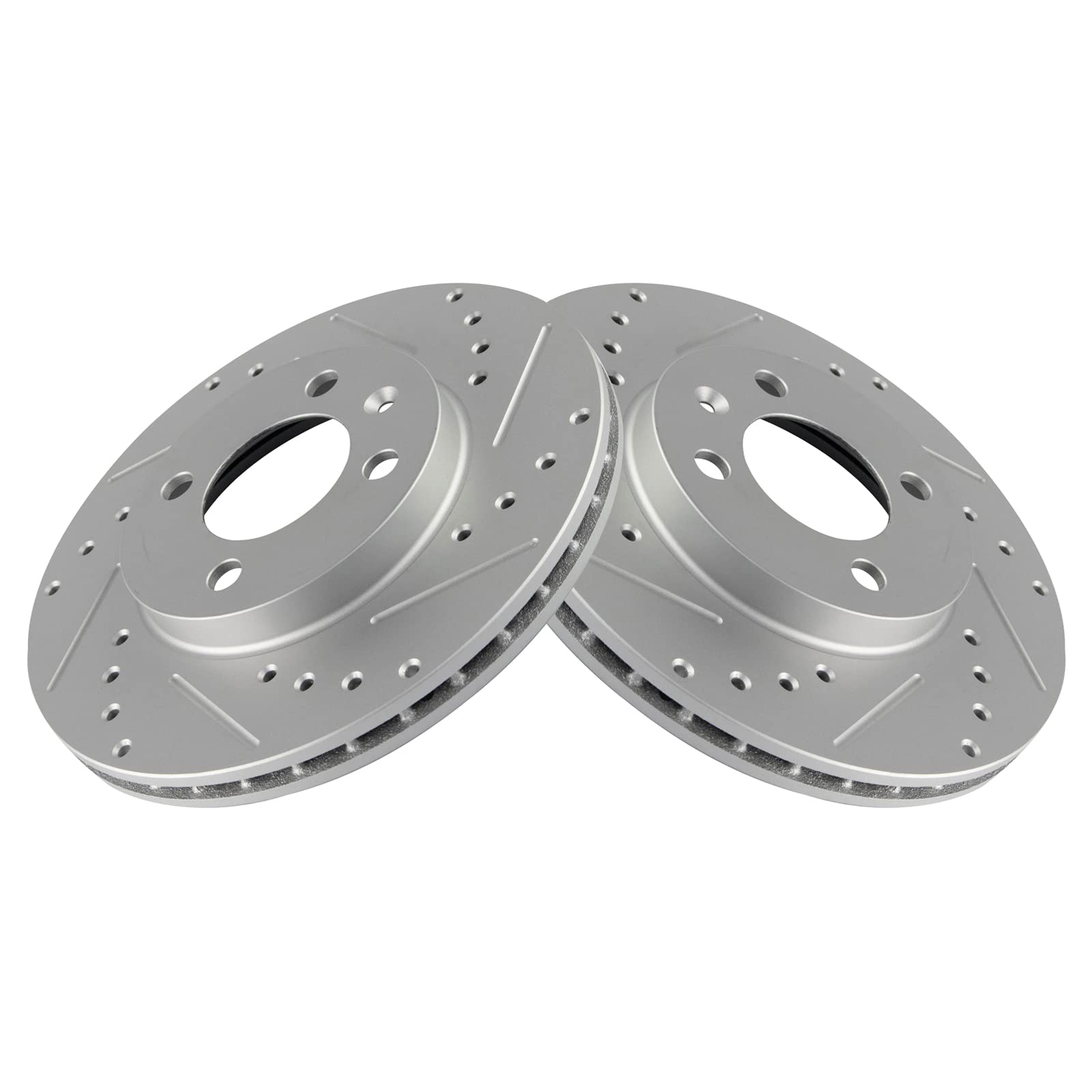 Trq Front Performance Brake Rotors Set Premium G-Coated Cross Drilled & Slotted Compatible With 1995-2002 Volkswagen Cabrio 1993