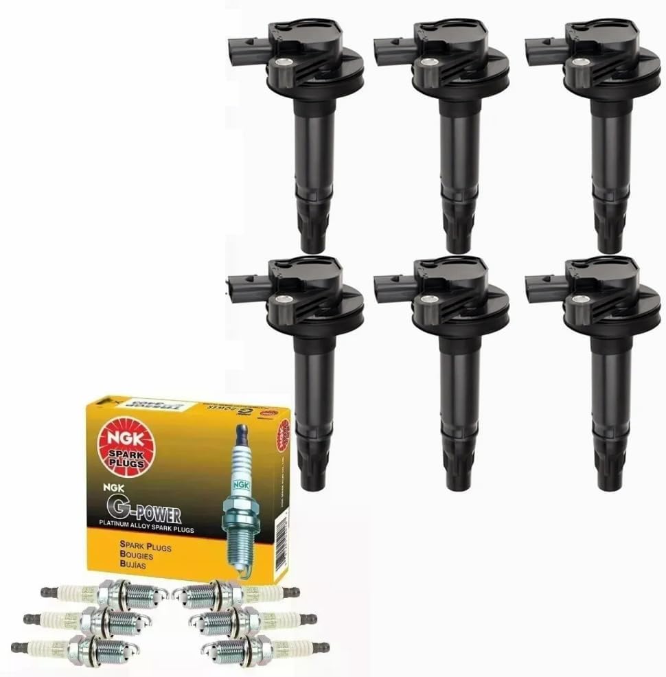 Yoshi Motors DG520 UF553 6 Ignition Coil Packs & NGK G-Power Platinum Spark Plugs Compatible With Ford Edge Flex Taurus Lincoln 