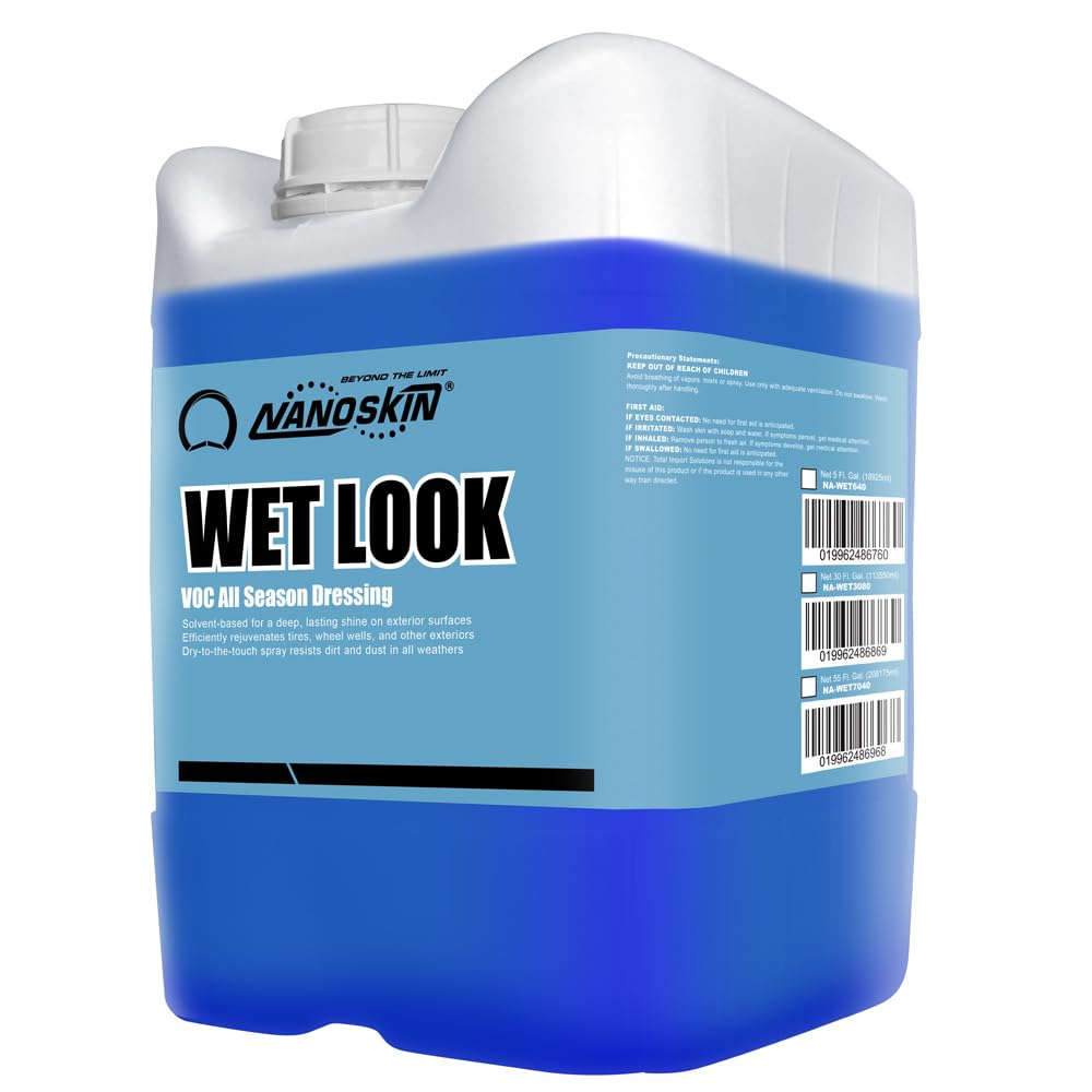 Nanoskin WET LOOK All Season Dressing 5 Gallons -Exterior Rubber & Plastic Solvent Based Dressing for Car Detailing | Produces a