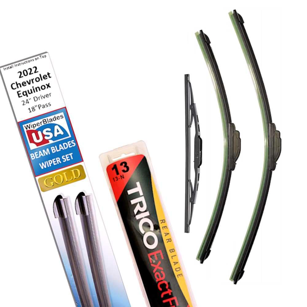 Beam Blade Wipers Replacement Set For 2022 Chevrolet Equinox W/Rear - Wiperbladesusa Gold Beam Wiper Blades Wipers Set