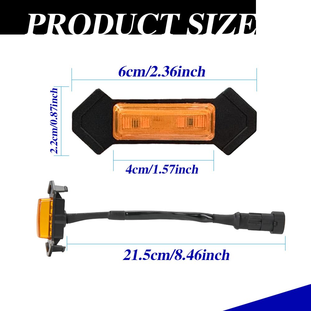 4Pcs Grill Led Lights, Led Amber Grill Lights, Grille Lights Amber Yellow, Grille Front Bumper Hood Mesh Grill Led Light With Ha