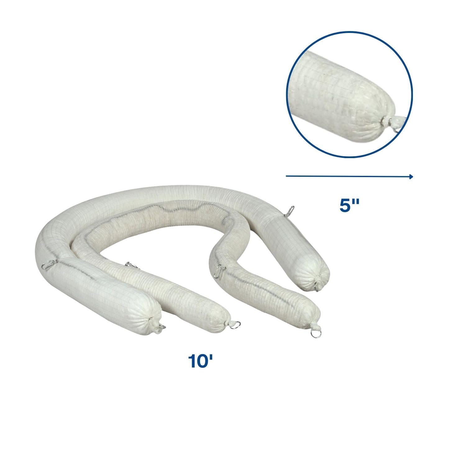 Esp 4Wboom510 Poly-Cellulose Oil Only Super Absorbent Boom, 26 Gallon Absorbency, 5'' Diameter X 10' Length, White (Case Of 4)