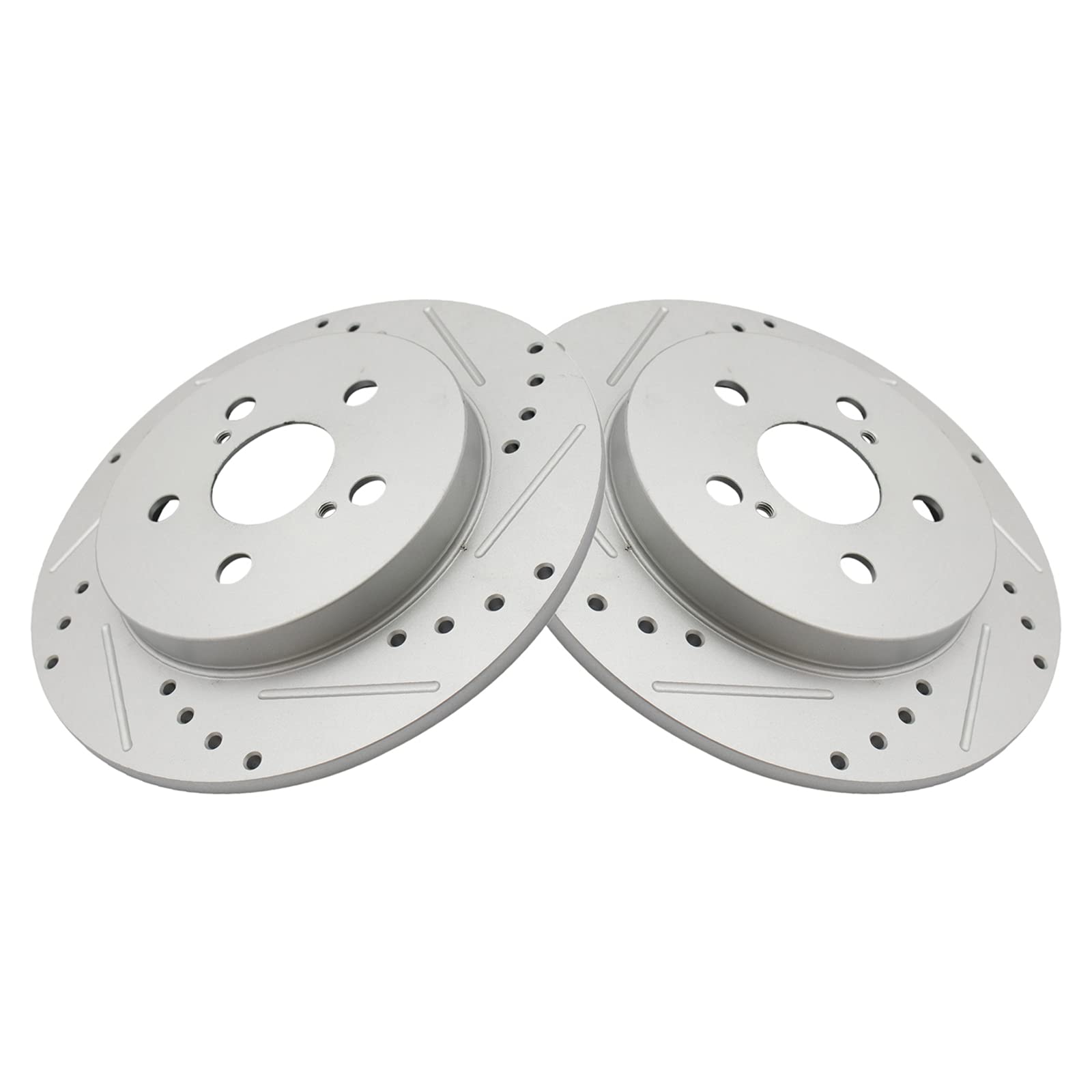 Trq Rear Slotted Drilled Brake Rotor Pair Set For 2014-2020 Toyota Corolla / 2011-2014 Lexus Ct200H / 2009-2013 Toyota Matrix /