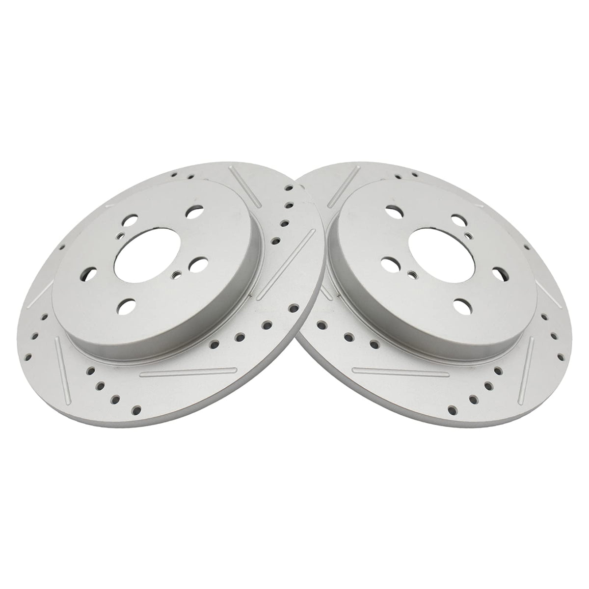 Trq Rear Slotted Drilled Brake Rotor Pair Set For 2014-2020 Toyota Corolla / 2011-2014 Lexus Ct200H / 2009-2013 Toyota Matrix /