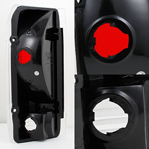 Akkon - Fits 1989-1996 Ford Bronco F-150 F-250 F-350 Black Taillights Tail Lamps Pair Housing