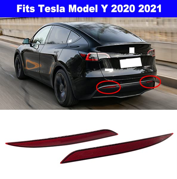 Replacement Tesla Model Y Reflector Rear Bumper Red Marker Lights Lens Trim 2020-2021 (Left & Right) (Tesla Model Y 2020 2021)