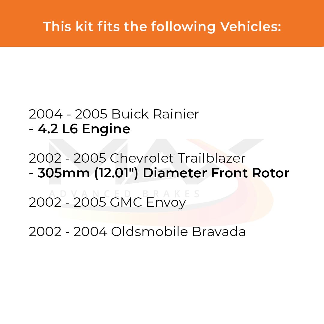 Max Advanced Brakes Front Brake Kit Compatible With 2002-2005 Buick Rainer 4.2 L6 Compatible With Chevy Trailblazer Replacement