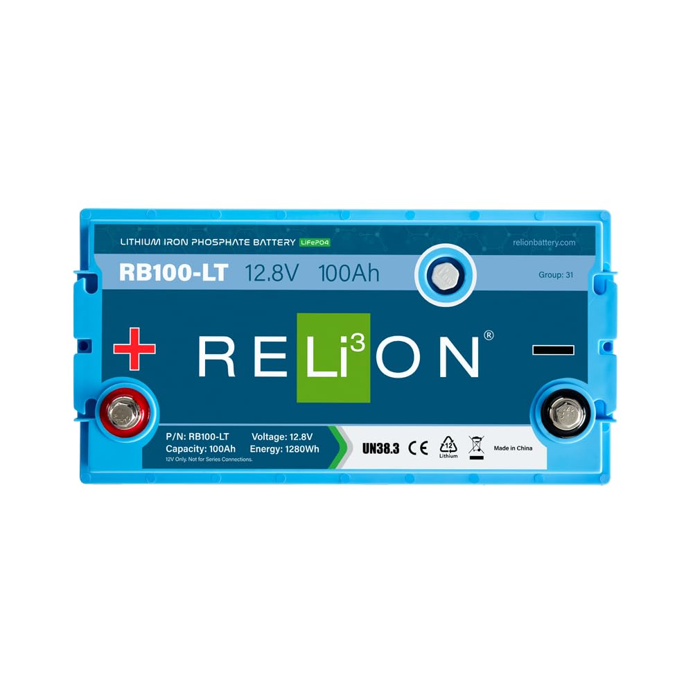 Relion Rb100-Lt | 12V 100Ah | Low Temperature Charging | Lifepo4 Lithium-Ion Battery | Group 31 | 3500~5000 Cycles | 10 Year Warranty | Perfect For Rv, Off Grid, Overland, Marine