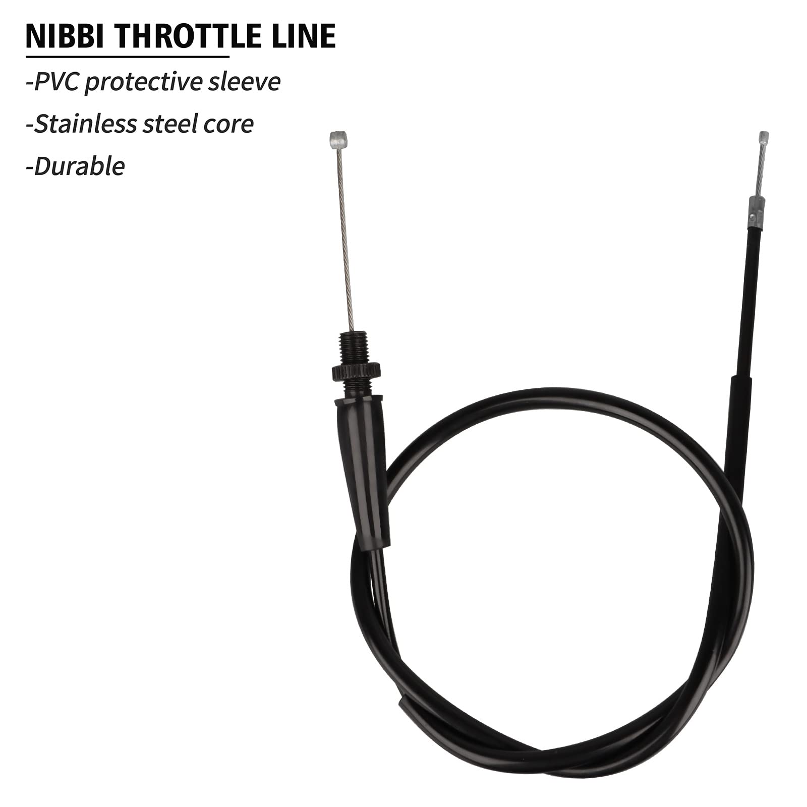 NIBBI Throttle Cable 93.5cm, Universal Replacement Motorcycle 36.8'' Adjustable Throttle Cable, For Dirt Bike Pit Bike YAMAHA Ka