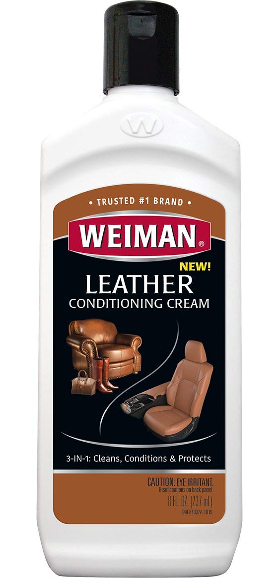Weiman 3 in 1 Deep Leather Cleaner & Conditioner Cream - Restores Leather Surfaces - Use on Leather Furniture, Car Seats, Shoes,