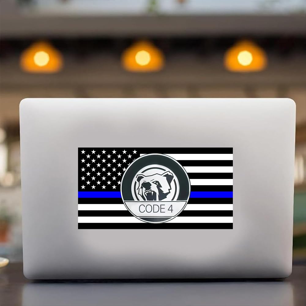 3PCS Thin Blue line Sticker Code 4, Thin Blue Line Skull Decal, Police Support Stickers, American Flag Thin Blue Line Decal, for