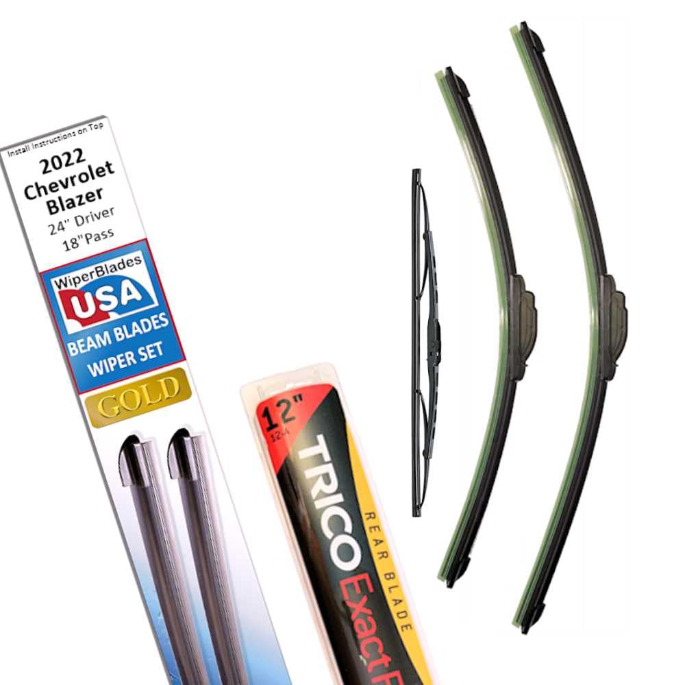 Beam Blade Wipers Replacement Set For 2022 Chevrolet Blazer W/Rear - Wiperbladesusa Gold Beam Wiper Blades Wipers Set