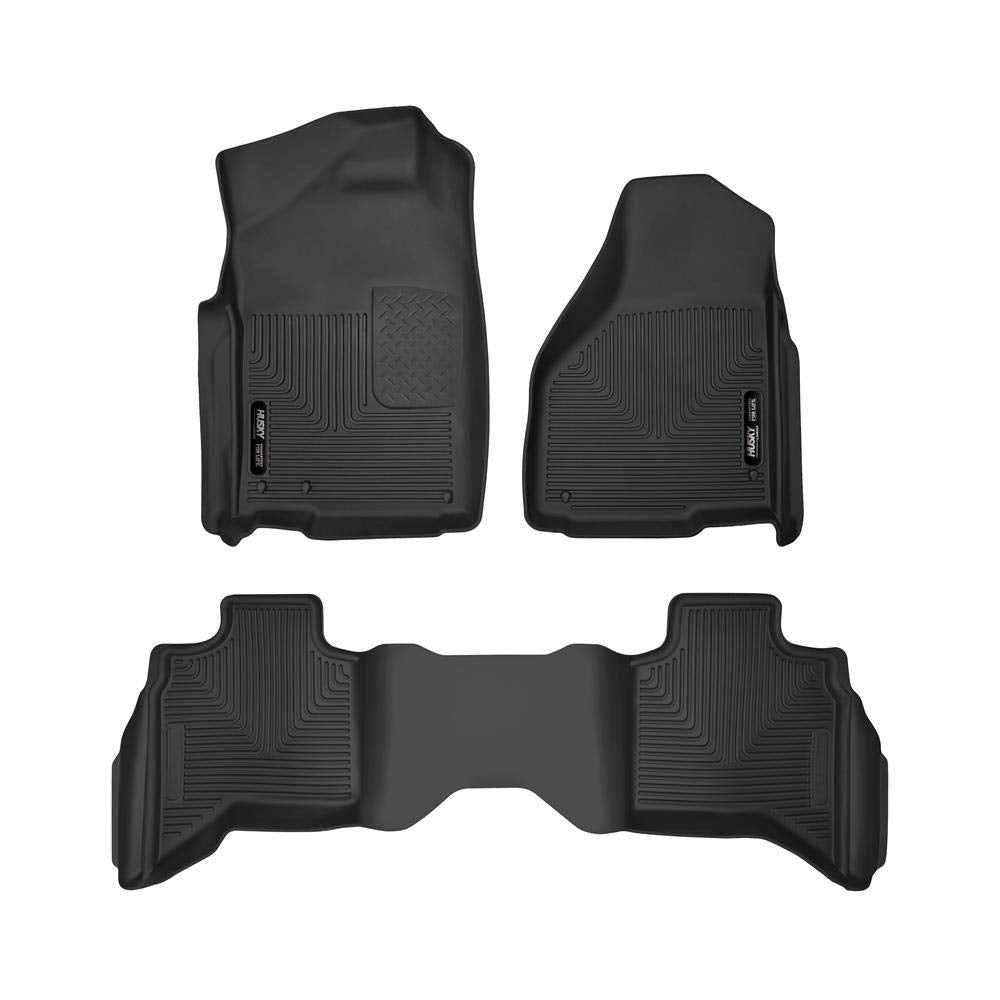 Husky Liners X-Act Contour Floor Mats | Fits 2009-2024 Ram 1500 (19-24 Classic Body Only) Quad Cab | Front & 2Nd Row, 3-Pc Black - 53628