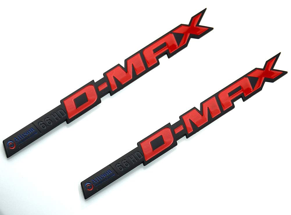 Pair Set Duramax Dmax Allison 6.6Hd Emblems 3D Badge Sticker Replacement For Silverado 2500Hd 3500Hd (Black Red)