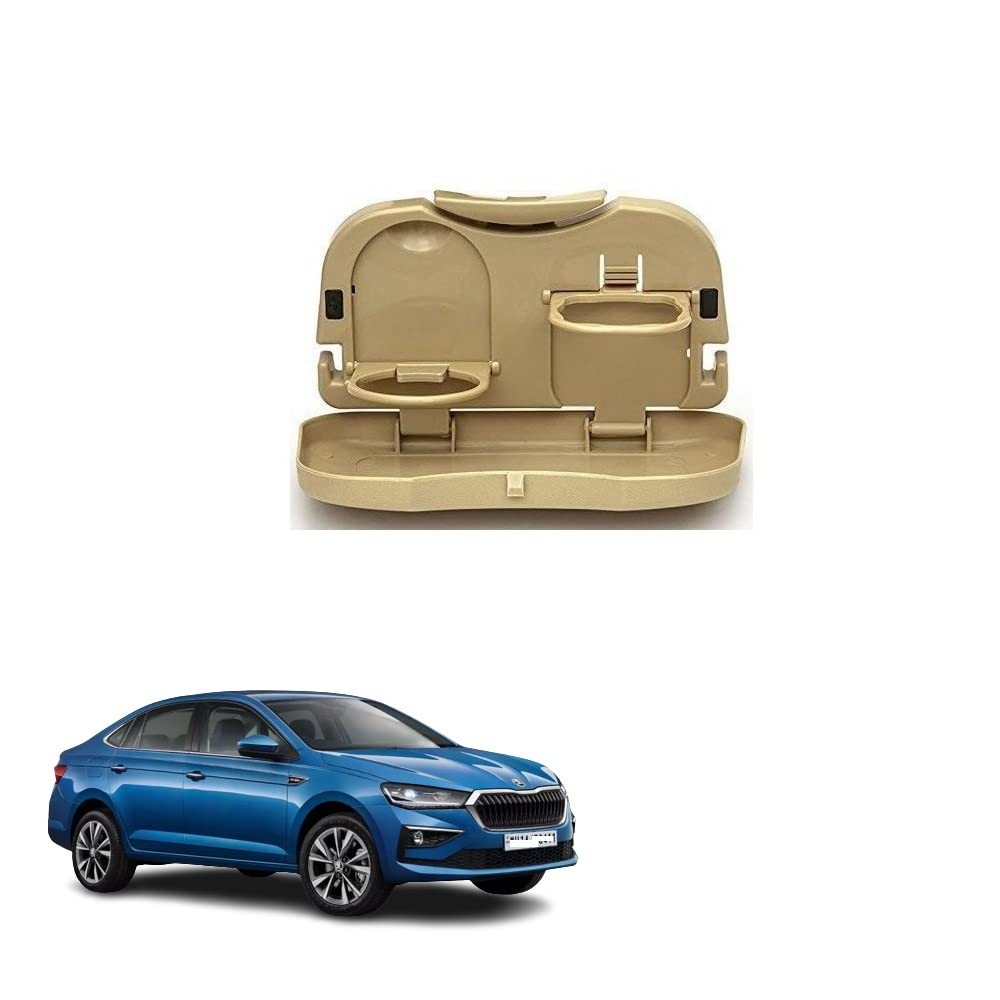 Stylish Foldable Compact Car Back Seat Tray for Food/ Drinks/ Cup/ Bottle Holder Universal Pack of 1 Suitable for Skoda Slavia