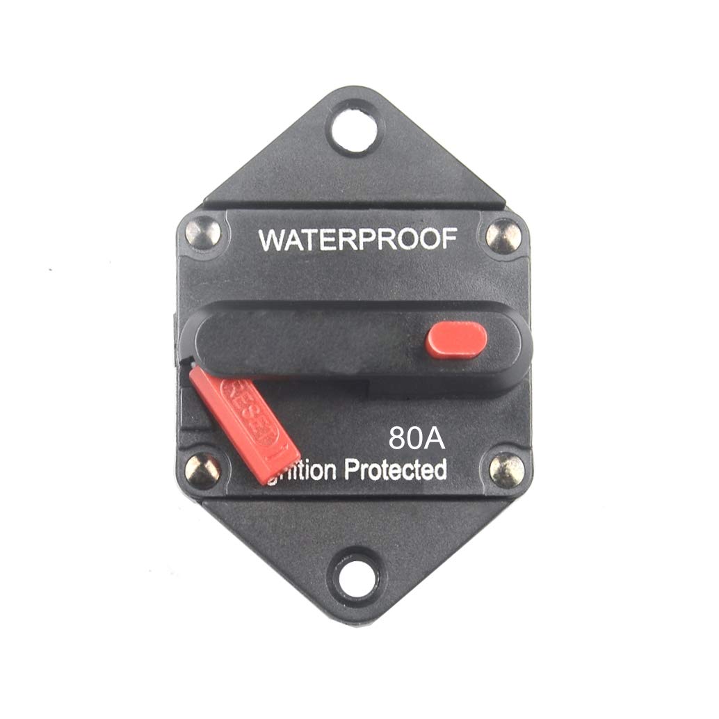 Wohhom Hi-Amp 80Amp Circuit Breaker 12V-32V Dc Waterproof, 10-300A Fuse Inverter With Manual Reset Button For Auto Truck Rv Mari