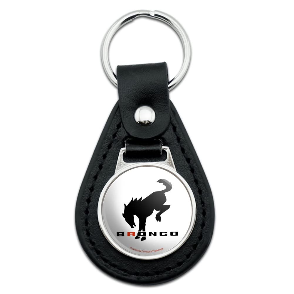Graphics & More Black Leather Ford Buckin' Bronco Keychain