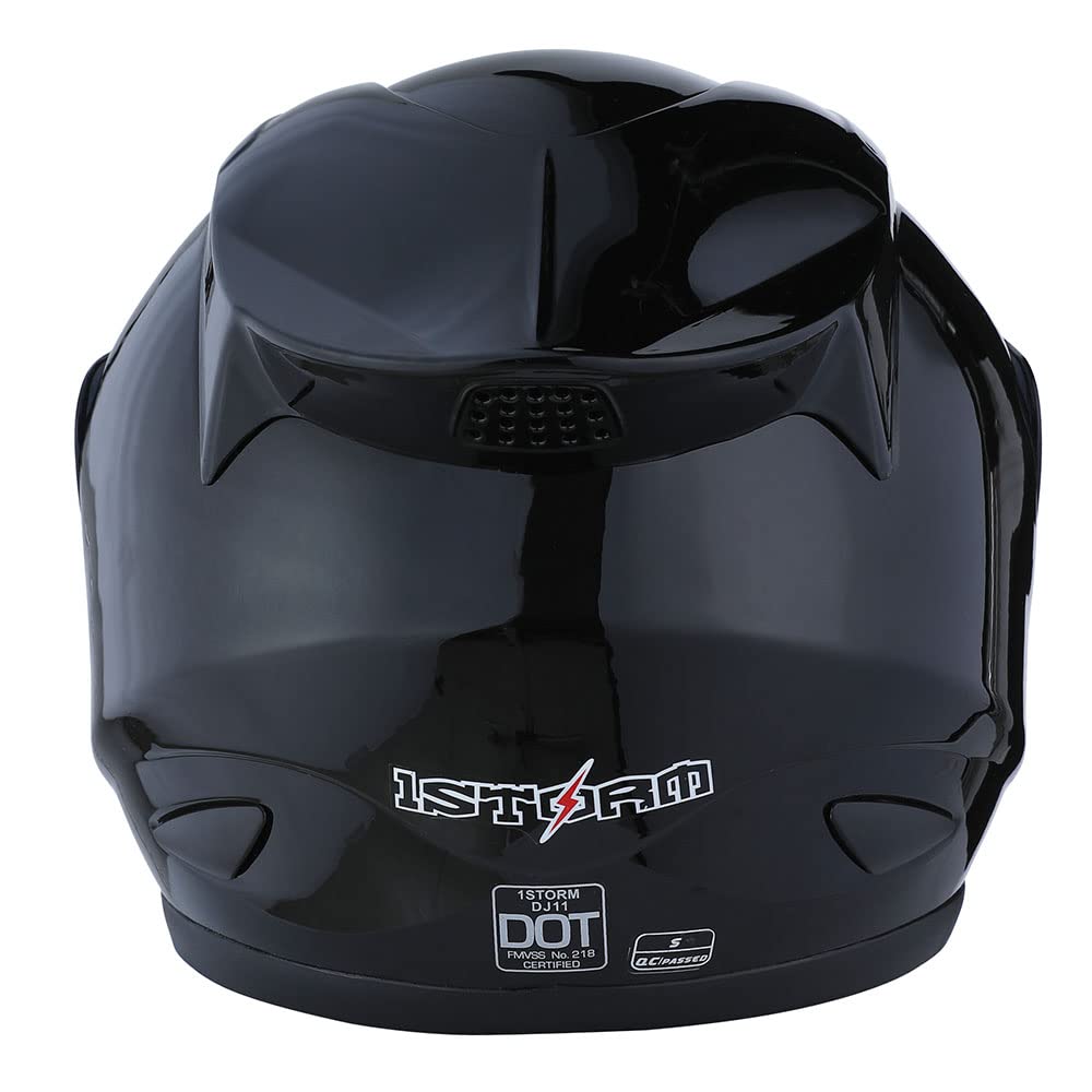 1Storm Motorcycle Bike Full Face Helmet Mechanic Glossy Black Smoked Shield