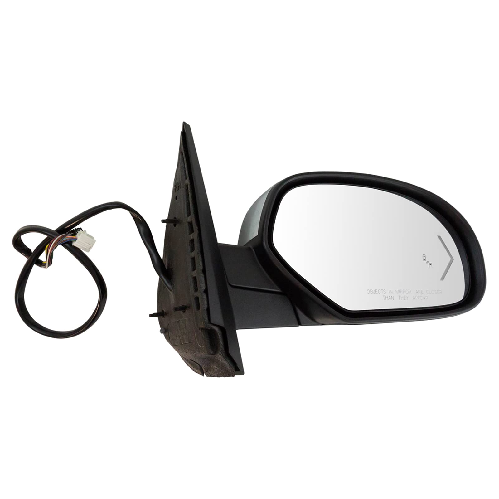 Trq Right Mirror With Heat Power Folding With Blind Spot Indicator With Chrome Cover Passenger Side Compatible With 09-14 Cadill