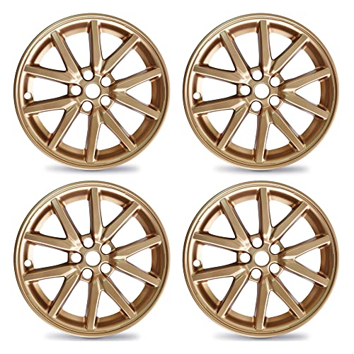 Mayde 18-Inch Hub Caps Fits 2017-2022 Tesla Model 3, Replacement Wheel Covers (Set Of 4,) (Metallic Gold)