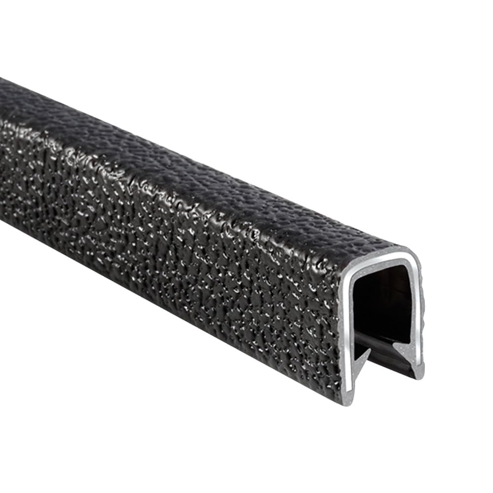 Trim-Lok Edge Trim - Fits 1/8Inch Edge, 7/16Inch Leg Length, 25' Length, Black, Pebble Texture - Flexible Pvc Edge Protector For